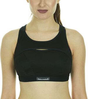 NWT Shock Absorber Black Keyhole Open Racerback Sports Bra Women's Size 34C